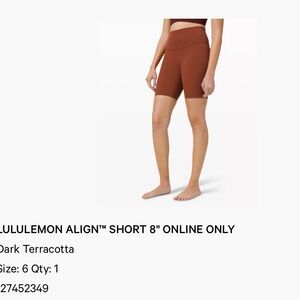 lululemon athletica Align™ 8" Bike Shorts - Dark Terracotta